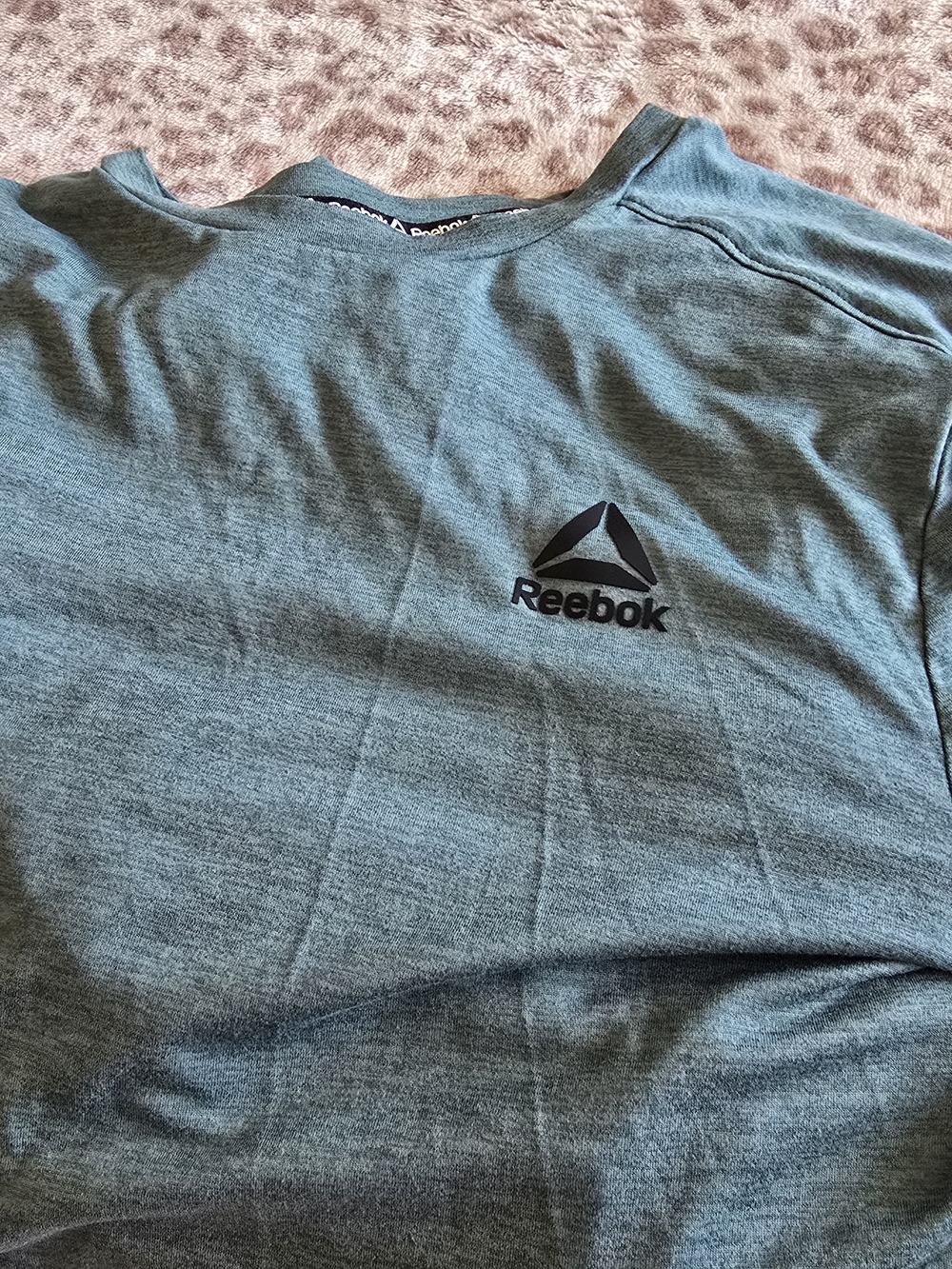 Reebok Heathered Teal Crewneck Tee with Black Logo